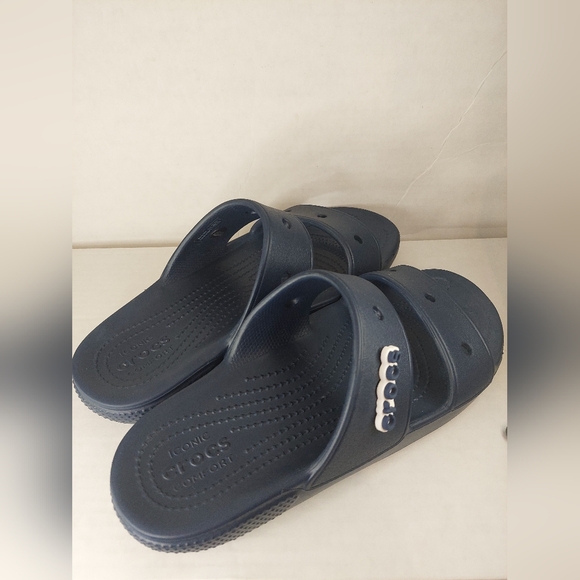 Crocs Unisex Classic Navy Blue Size 7M/9W Two-Strap Slide Sandals - Picture 6 of 16